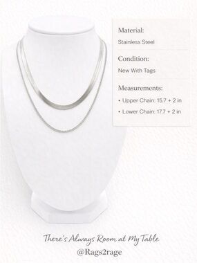 Two Necklace Set Herringbone/ Snake Chain NWT Stainless Steel
